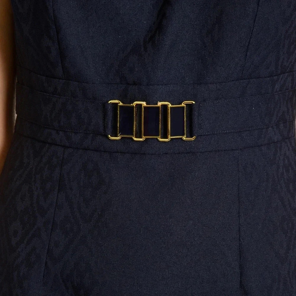 Tahari Arthur S. Levine Women's Tonal Pattern Cut-Out Detail Dress Size 6 - Picture 3 of 7